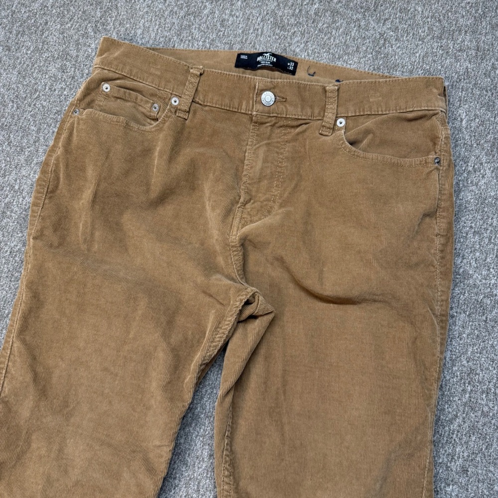Hollister Mens 90s Slim Epic‎ Flex Corduroy Pants Tan Brown 33x32